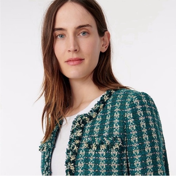 NWOT J. Crew Lady Jacket Blazer in Emerald Tweed Chanel Style - Picture 4 of 14